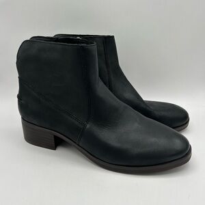 Lucky Brand Pedera Bootie Black Leather Ankle Boots Womens Shoe Sz 9 M / 40